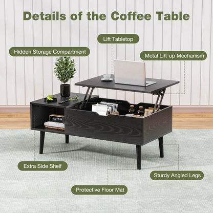 Lift Top Coffee Table – Adjustable Desk, Dining & Hidden Storage