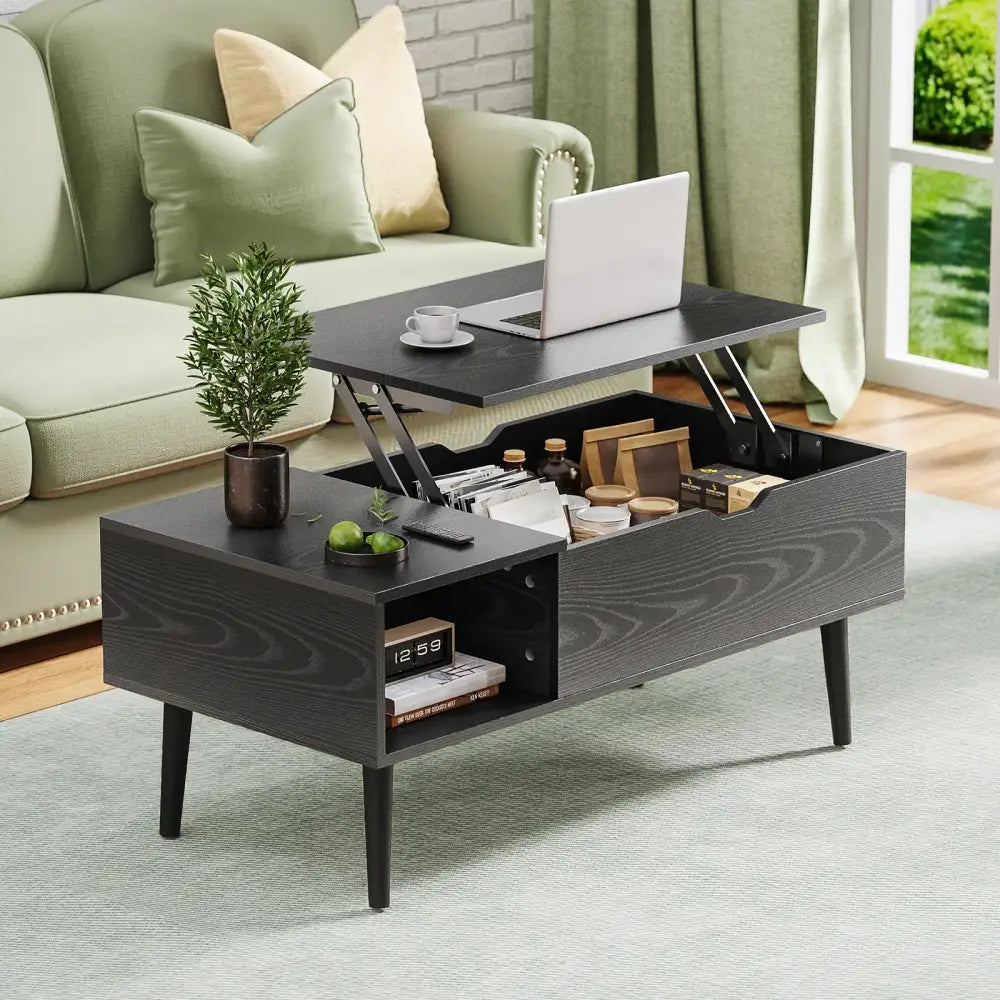 Lift Top Coffee Table for Living Room Desk, Dining & Adjustable Storage Tea Table