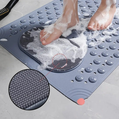 Light Blue Non-Slip PVC Bath Mat Oblong Massage Nubs & Safety Rug
