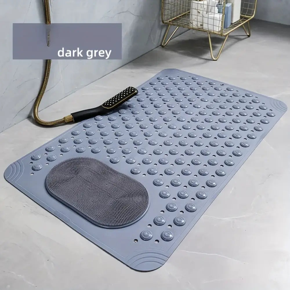 Light Blue Non-Slip PVC Bath Mat Oblong Massage Nubs & Safety Rug