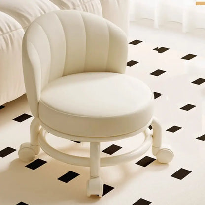 Low Mobile Roller Stool with Backrest 360° Swivel Small Stool Wheels