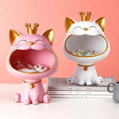 Lucky Cat Statue Sculpture Table Decoration Miniature Figurine