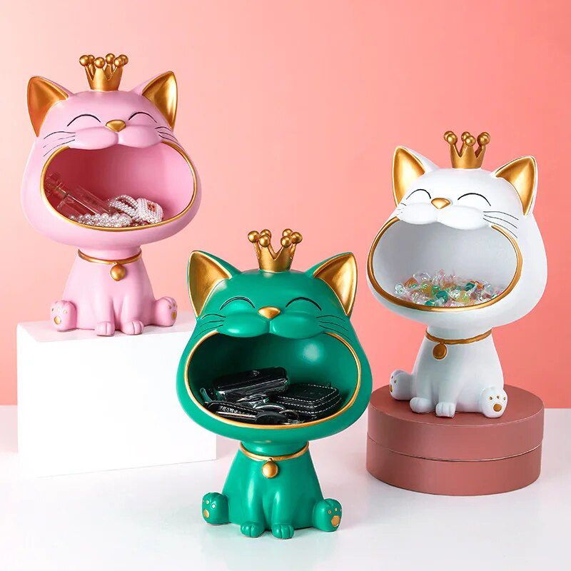 Lucky Cat Statue Sculpture Table Decoration Miniature Figurine