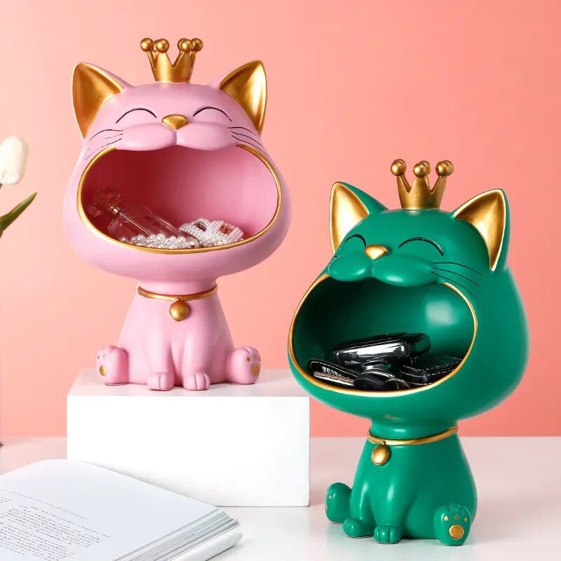 Lucky Cat Statue Sculpture Table Decoration Miniature Figurine