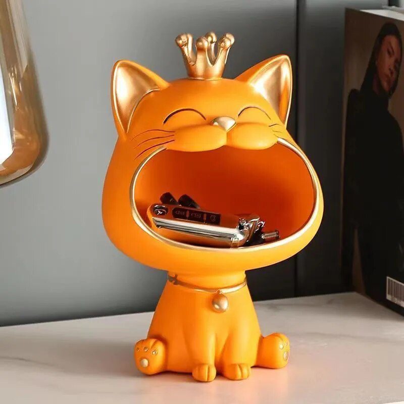 Lucky Cat Statue Sculpture Table Decoration Miniature Figurine