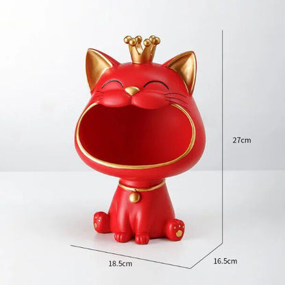 Lucky Cat Statue Sculpture Table Decoration Miniature Figurine