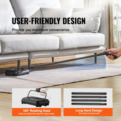Manual Quiet Carpet Sweeper | 7.87" Path, 300ml Dustbin w/ Comb for Hardwood Floors & Rugs
