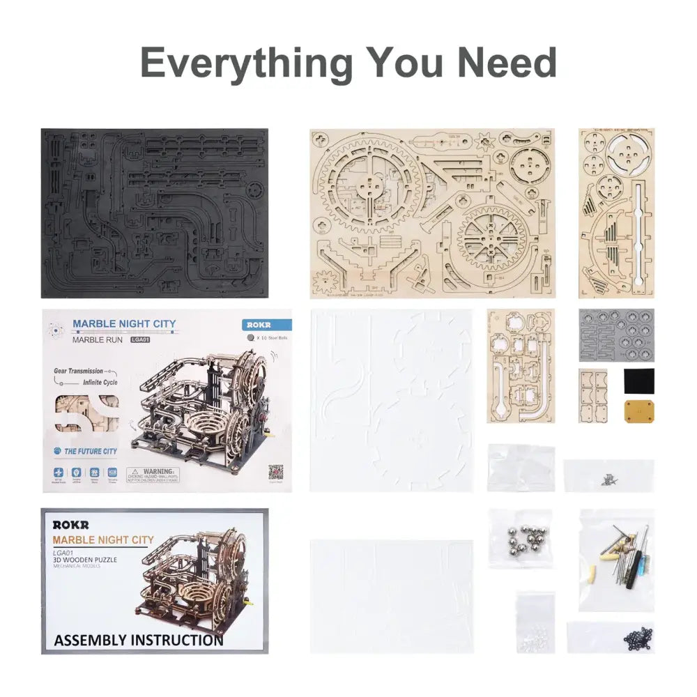 Marble Run Set 3D Wooden Puzzle Model Kit 294 Pcs Assembly Toy