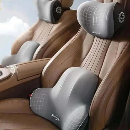 Memory Foam Car Neck Cushion & Lumbar Support – Universal Car Seat Pillow Set