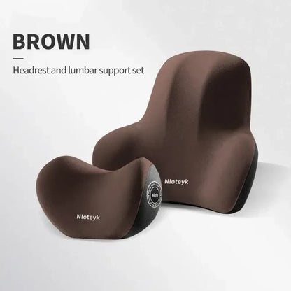Memory Foam Car Neck Cushion & Lumbar Support – Universal Car Seat Pillow Set