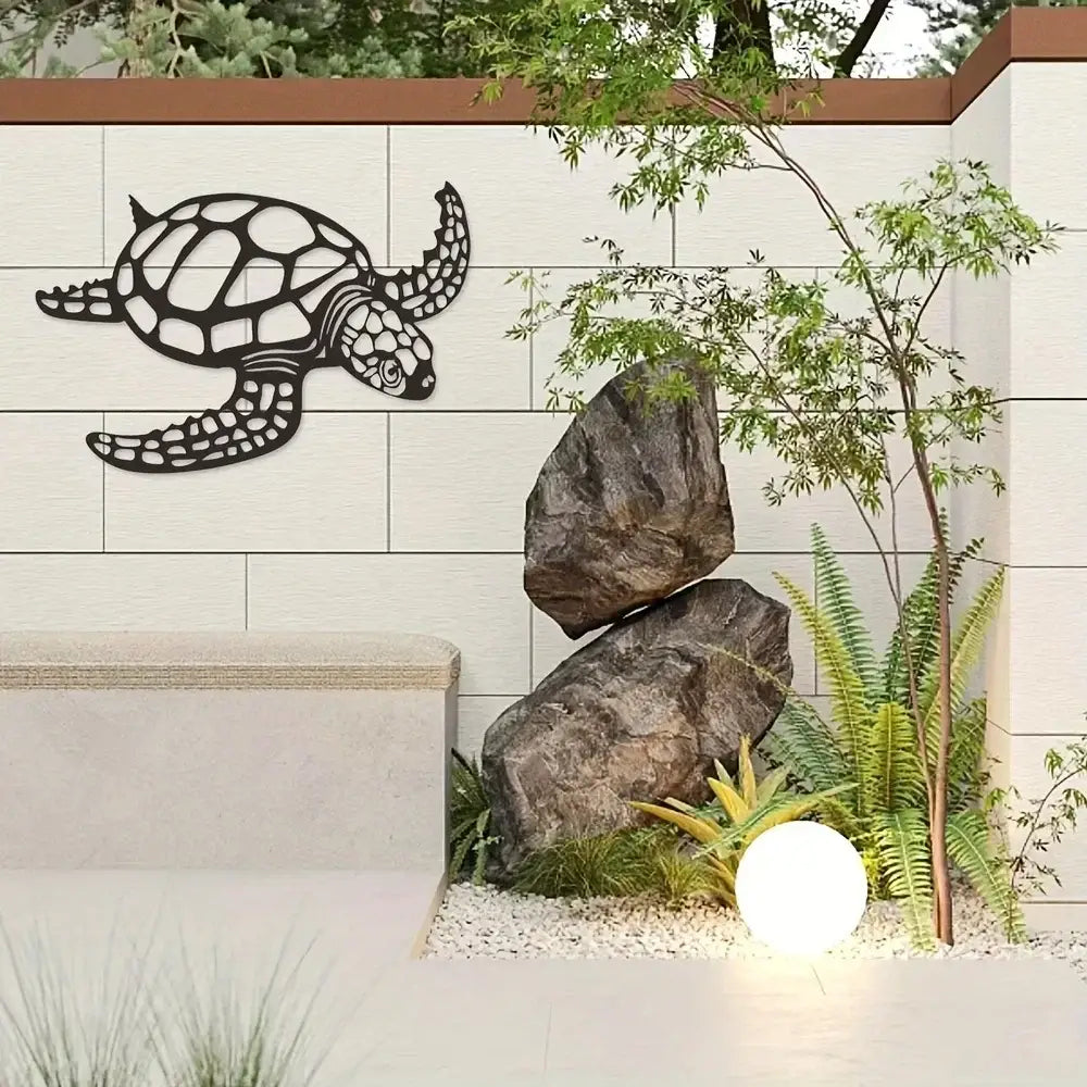 Metal Sea Turtle Wall Art Decor Mediterranean Beach Theme Hanging Ornament