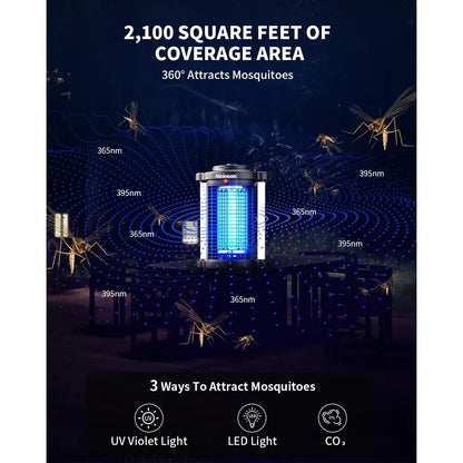 Minimoon 2-in-1 Outdoor Bug Zapper | 4200V Electric Fly Killer with Dual LED Light & IPX4 Waterproof US PLUG