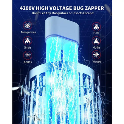 Minimoon 2-in-1 Outdoor Bug Zapper | 4200V Electric Fly Killer with Dual LED Light & IPX4 Waterproof US PLUG