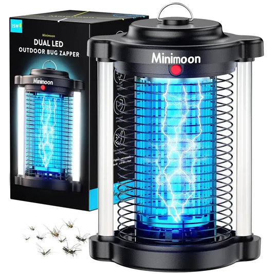 Minimoon 2-in-1 Outdoor Bug Zapper | 4200V Electric Fly Killer with Dual LED Light & IPX4 Waterproof US PLUG
