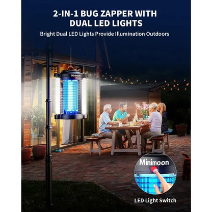 Minimoon 2-in-1 Outdoor Bug Zapper | 4200V Electric Fly Killer with Dual LED Light & IPX4 Waterproof US PLUG