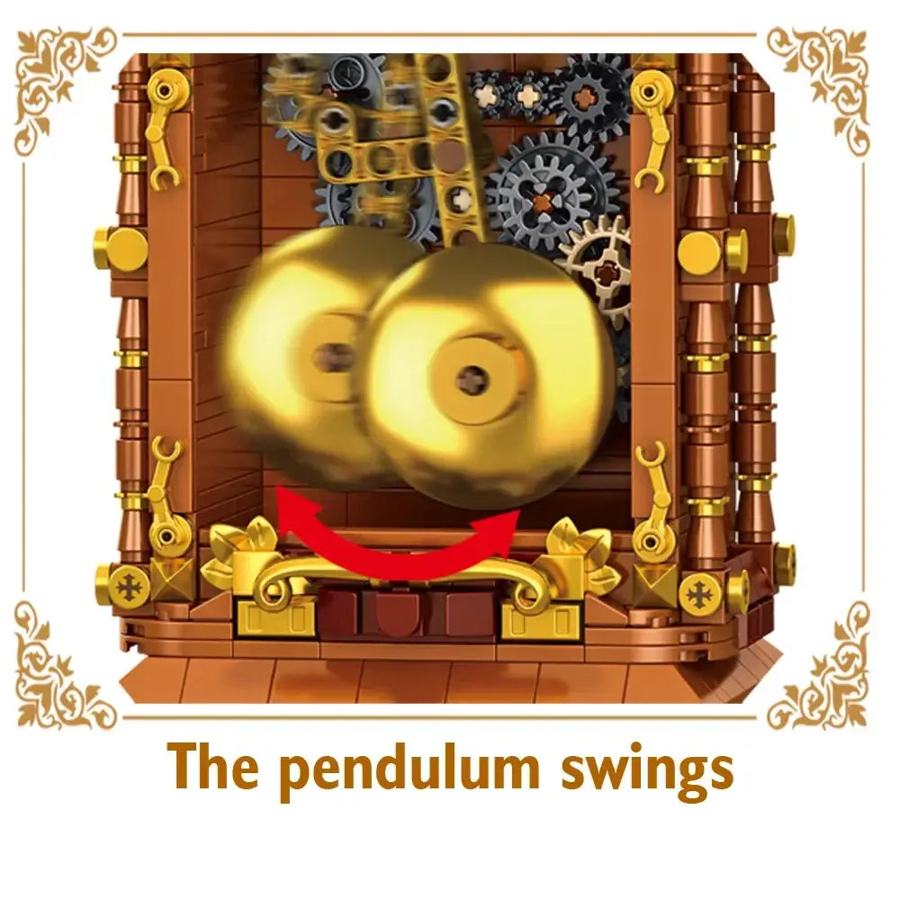 MOC Retro Swing Clock Building Blocks DIY Pendulum Construction Kit Classic Brick Model Gift