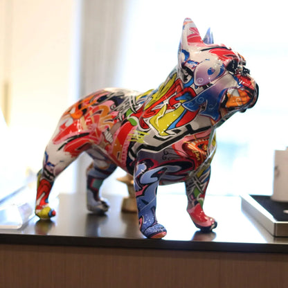 Modern Colorful French Bulldog Statue