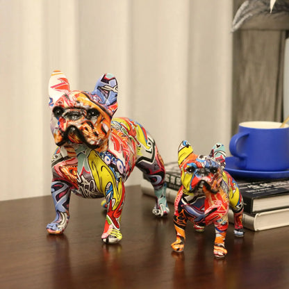 Modern Colorful French Bulldog Statue