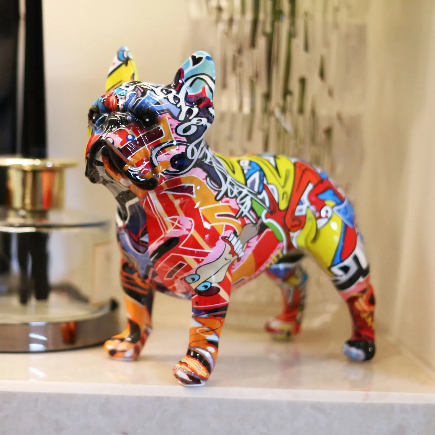 Modern Colorful French Bulldog Statue