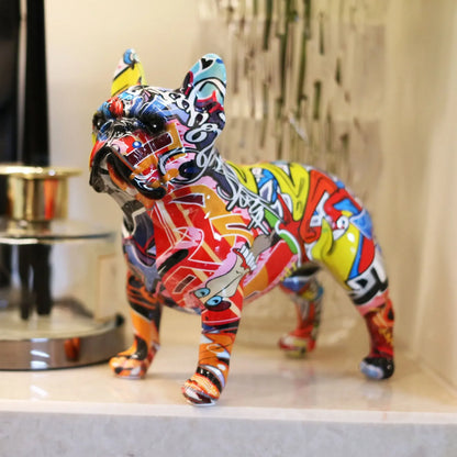 Modern Colorful French Bulldog Statue