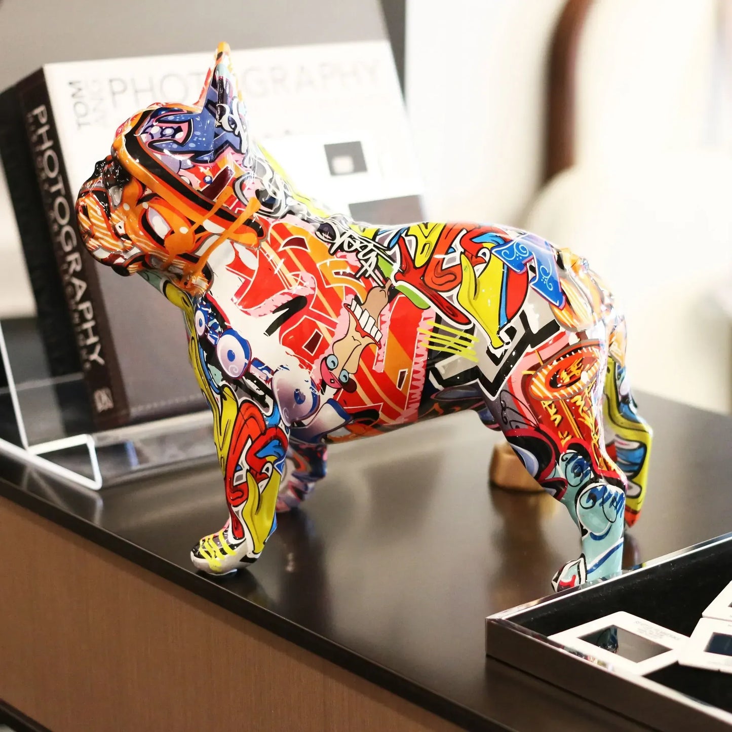 Modern Colorful French Bulldog Statue