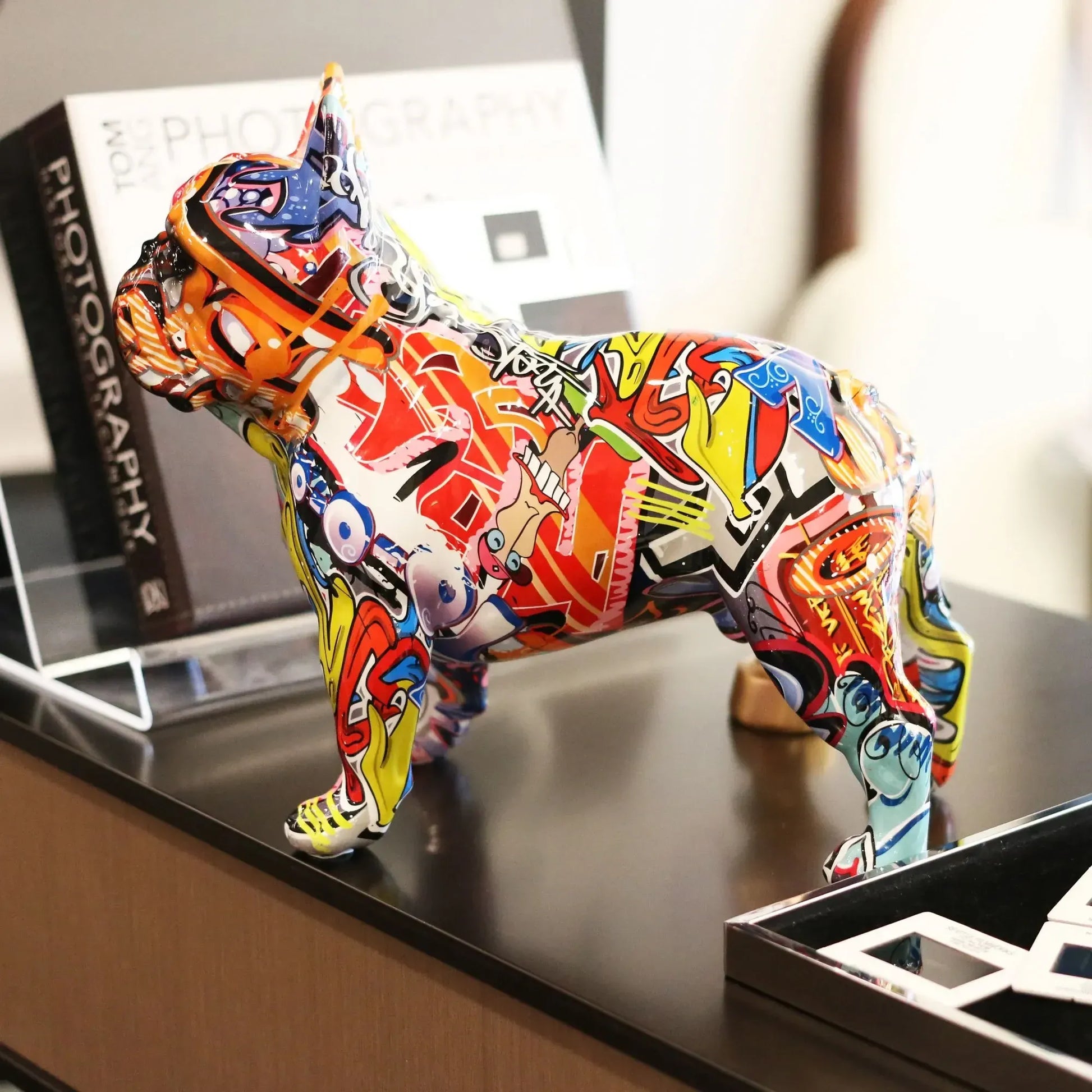 Modern Colorful French Bulldog Statue