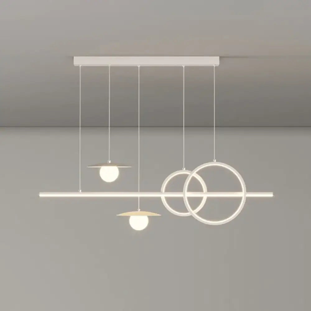 Modern Dimmable LED Pendant Light White/Black Linear Kitchen Island Fixture with Remote