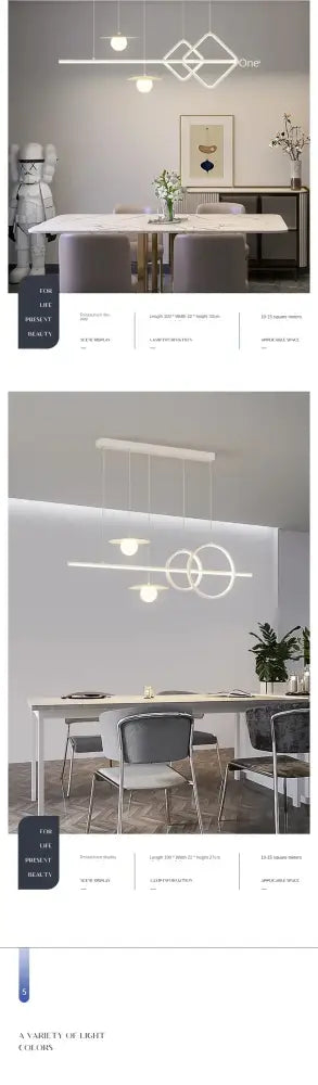 Modern Dimmable LED Pendant Light White/Black Linear Kitchen Island Fixture with Remote