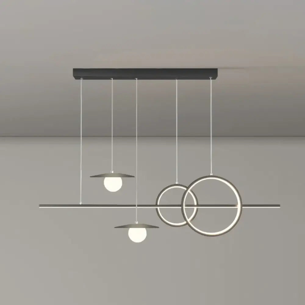 Modern Dimmable LED Pendant Light White/Black Linear Kitchen Island Fixture with Remote