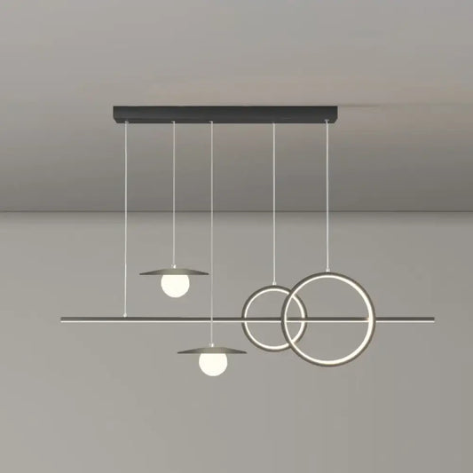 Modern Dimmable LED Pendant Light White/Black Linear Kitchen Island Fixture with Remote