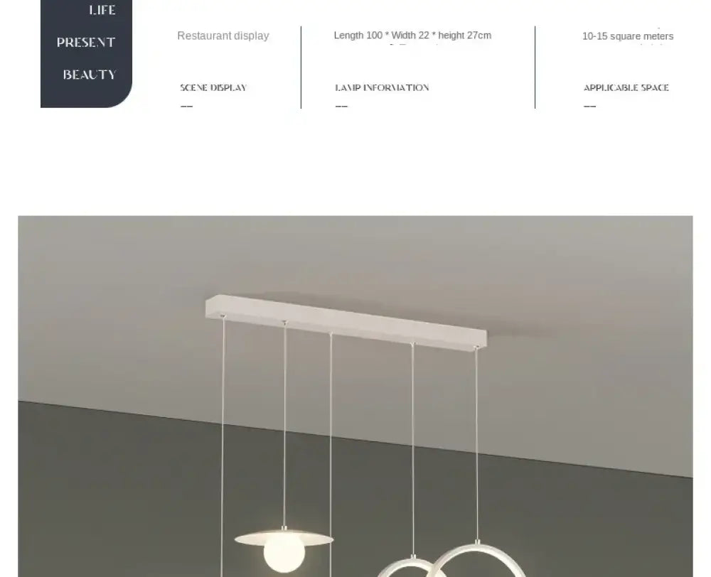 Modern Dimmable LED Pendant Light White/Black Linear Kitchen Island Fixture with Remote