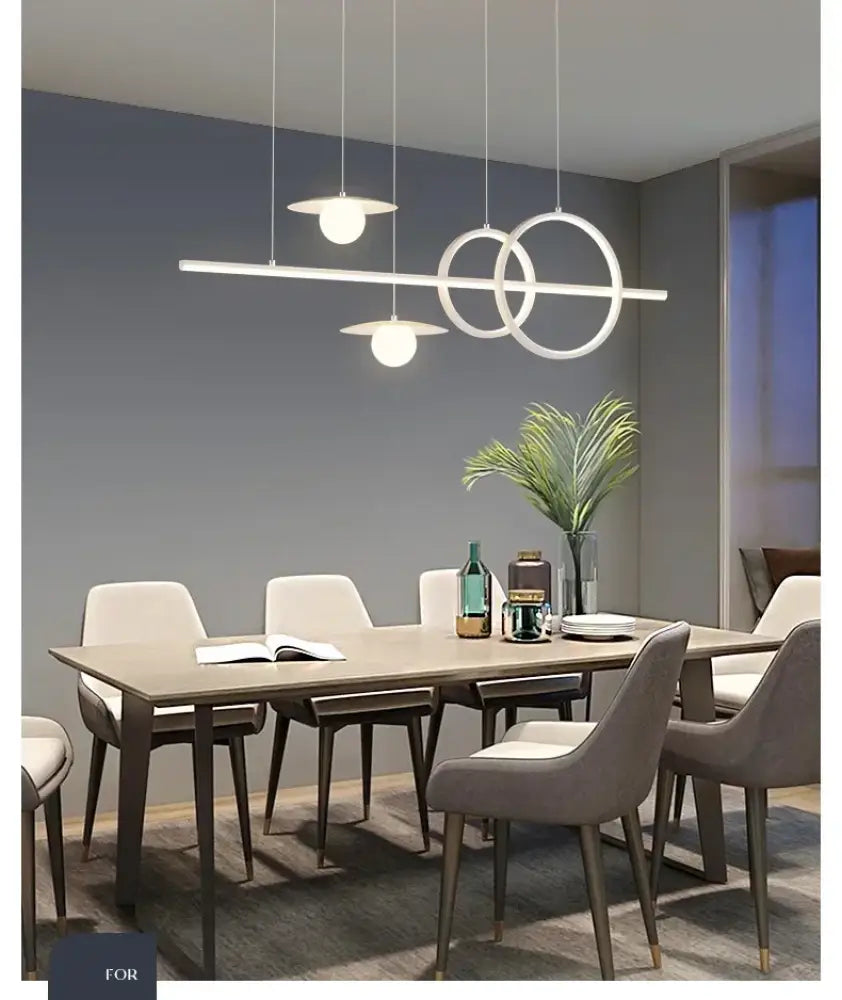 Modern Dimmable LED Pendant Light White/Black Linear Kitchen Island Fixture with Remote