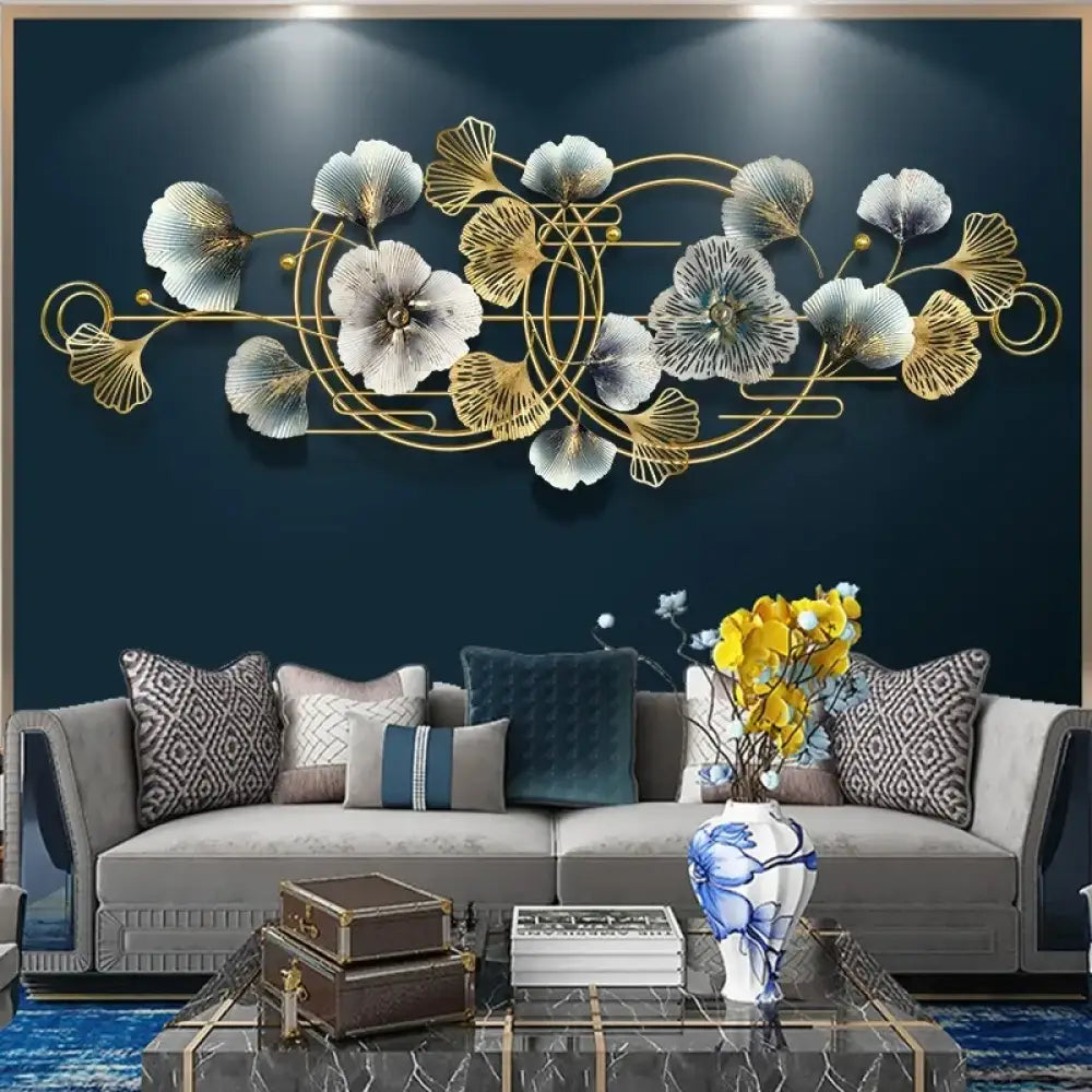 Modern Ginkgo Leaf Metal Wall Decor Minimalist Iron Background Pendant