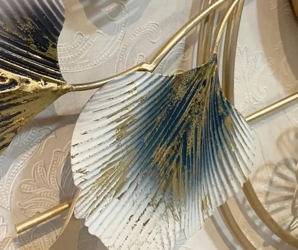 Modern Ginkgo Leaf Metal Wall Decor Minimalist Iron Background Pendant