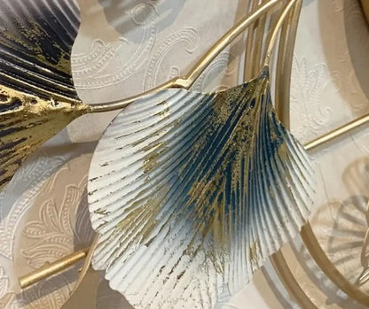 Modern Ginkgo Leaf Metal Wall Decor Minimalist Iron Background Pendant