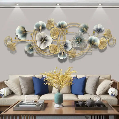 Modern Ginkgo Leaf Metal Wall Decor Minimalist Iron Background Pendant