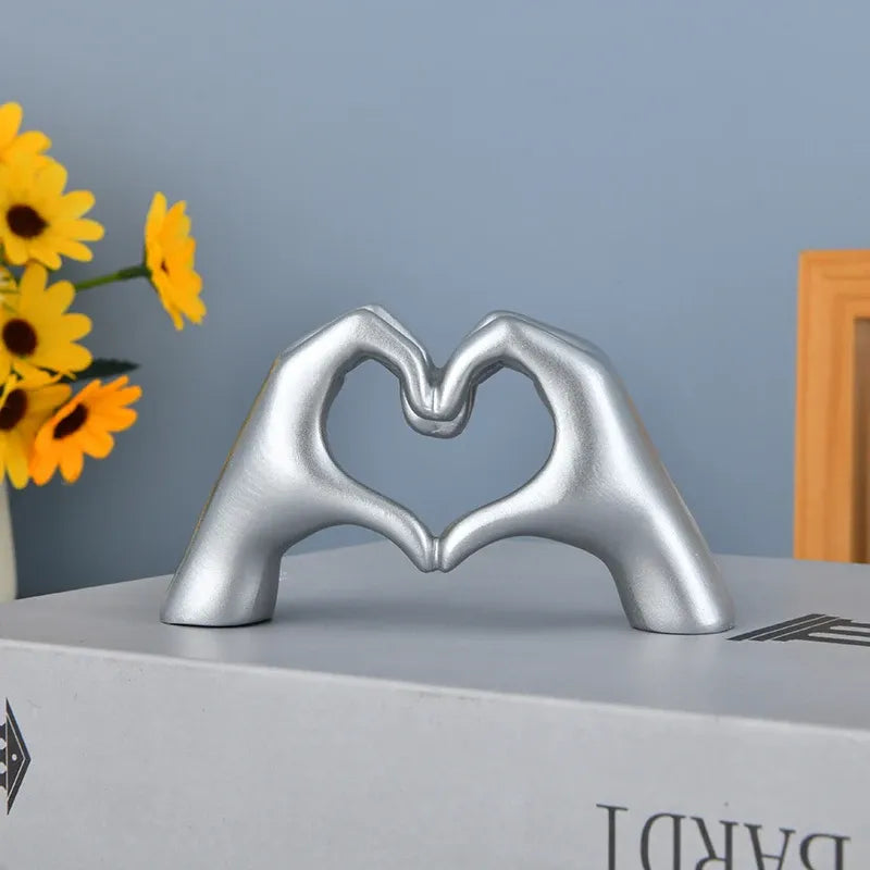 Modern Gold Heart Hand Statue