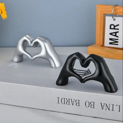 Modern Gold Heart Hand Statue