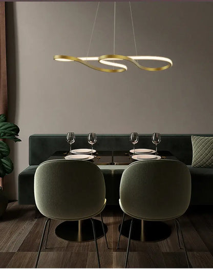 Modern Kitchen Island Pendant Light Remote Dimming - Tri-Color LED Linear Lamp