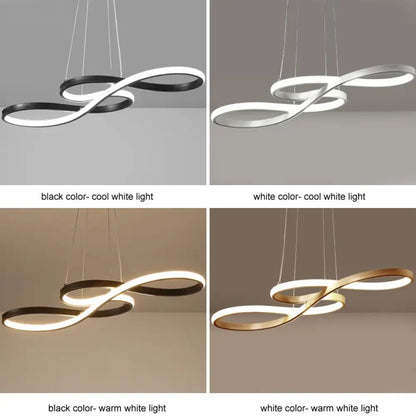 Modern Kitchen Island Pendant Light Remote Dimming - Tri-Color LED Linear Lamp