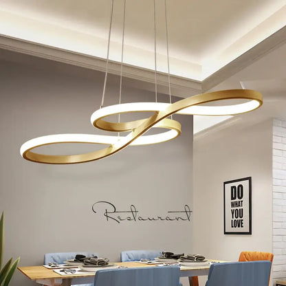 Modern Kitchen Island Pendant Light Remote Dimming - Tri-Color LED Linear Lamp