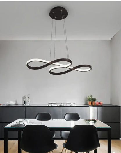 Modern Kitchen Island Pendant Light Remote Dimming - Tri-Color LED Linear Lamp