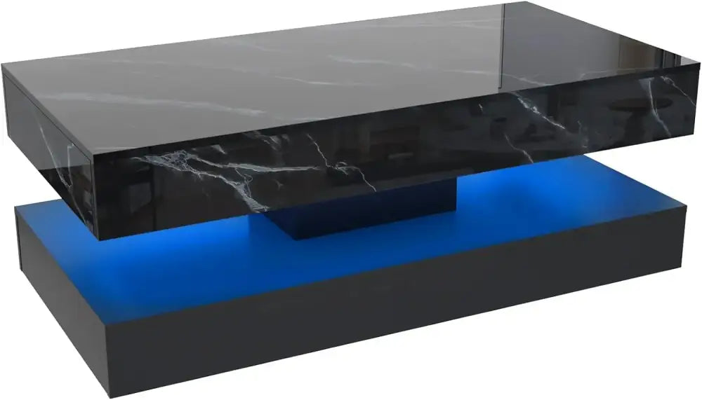 Modern LED Coffee Table 20 Colors Double-Layer Design, High Gloss, & 2 Storage Drawers