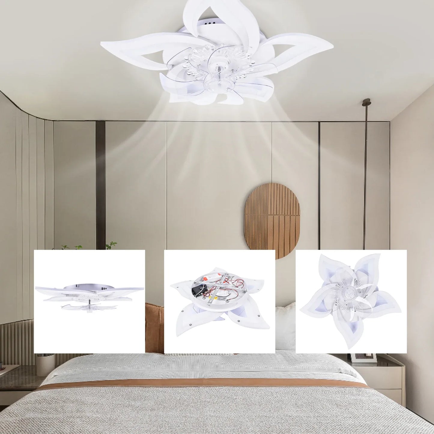 Modern Lotus Electric Ceiling Fan with Light