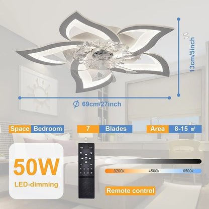 Modern Lotus Electric Ceiling Fan with Light