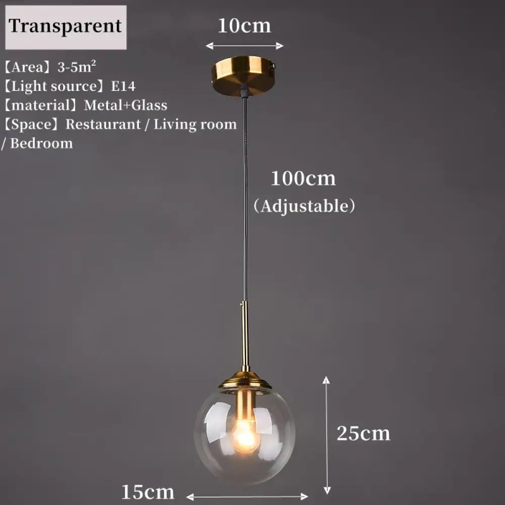 Modern Luxury Metal Chandelier Nordic LED Glass Pendant Lamp with E27 Base