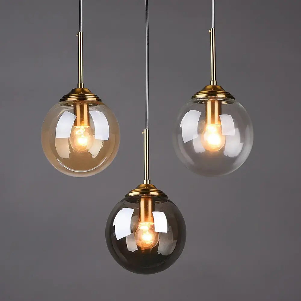 Modern Luxury Metal Chandelier Nordic LED Glass Pendant Lamp with E27 Base