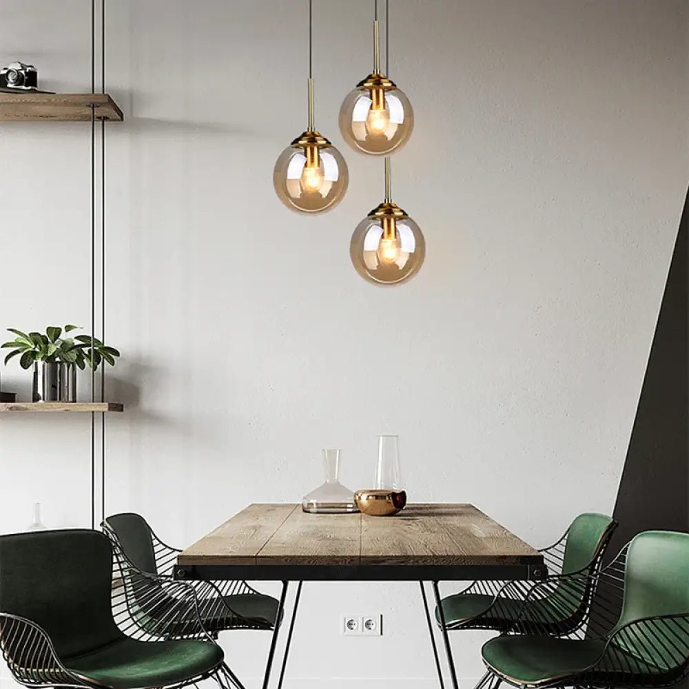 Modern Luxury Metal Chandelier Nordic LED Glass Pendant Lamp with E27 Base