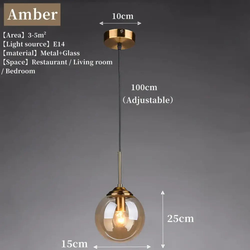 Modern Luxury Metal Chandelier Nordic LED Glass Pendant Lamp with E27 Base