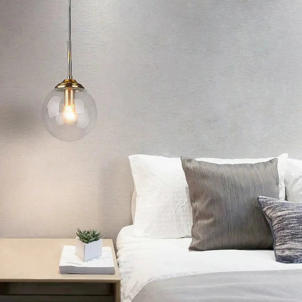 Modern Luxury Metal Chandelier Nordic LED Glass Pendant Lamp with E27 Base